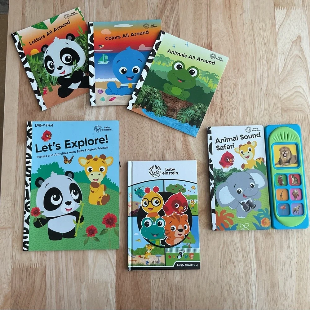 Lot x6 Baby Einstein Books Animal Sound Safari Sound Lets Explore Look & Find